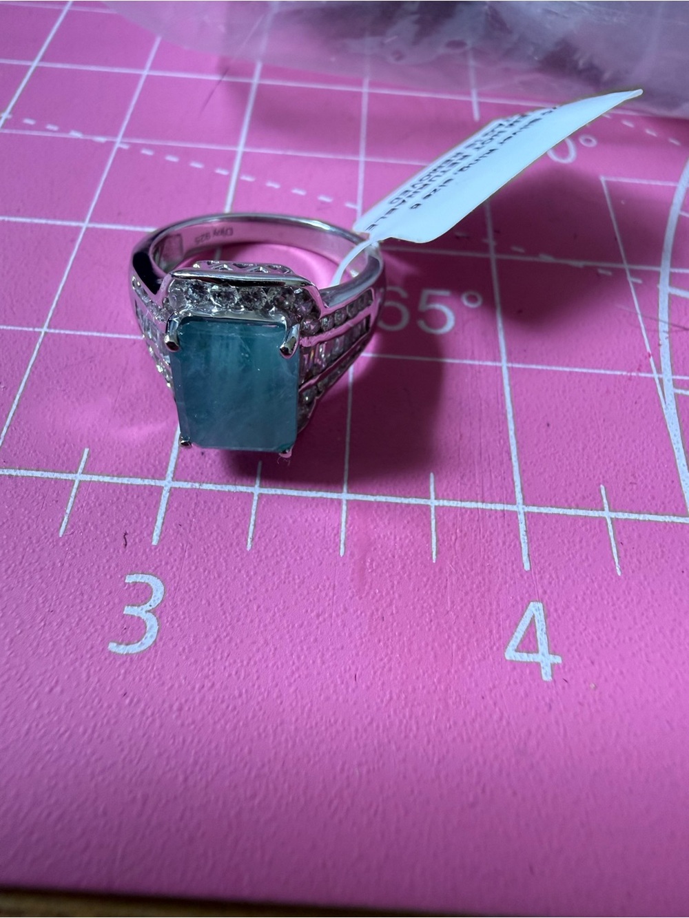 Premium Grandidierite & White Zircon 5 ctw Ring in Platinum Over Sterling Silver - Picture 7 of 10